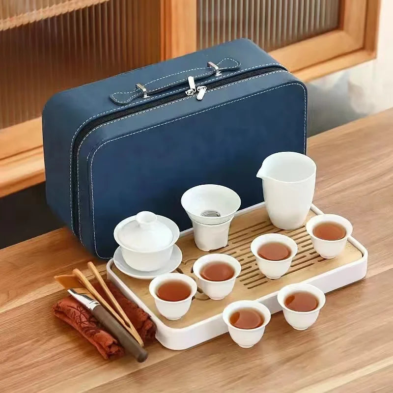 Porzellan Tee Set – Tragbares 13-teiliges Teeservice für Gongfu-Teezeremonien