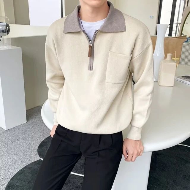 Premium Herrenpullover – Half Zip mit Reverse Kragen – Stilvoll & Komfortabel
