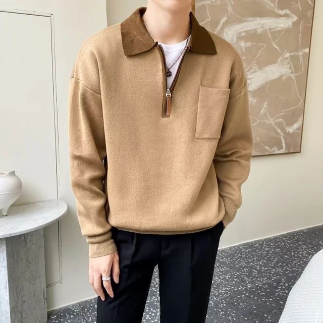 Premium Herrenpullover – Half Zip mit Reverse Kragen – Stilvoll & Komfortabel