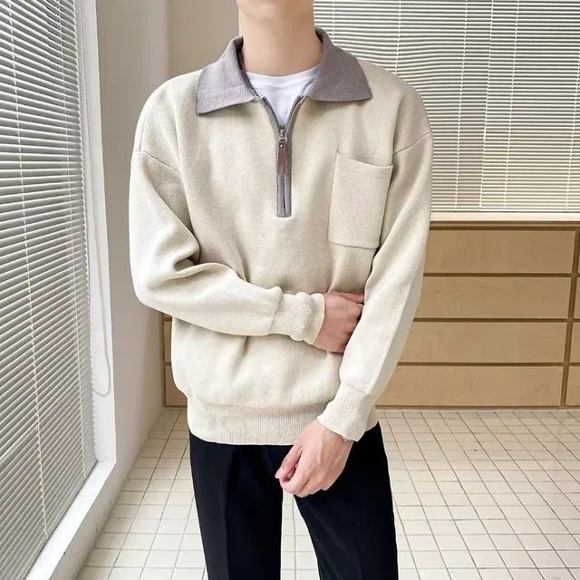 Premium Herrenpullover – Half Zip mit Reverse Kragen – Stilvoll & Komfortabel