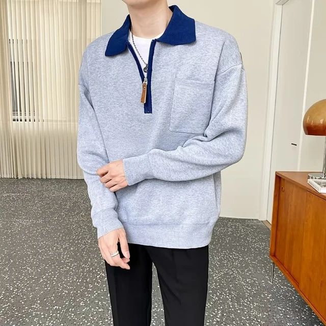 Premium Herrenpullover – Half Zip mit Reverse Kragen – Stilvoll & Komfortabel