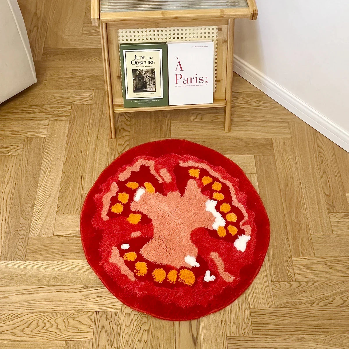 RUTOMA – Runder Teppich mit Tomaten-Design