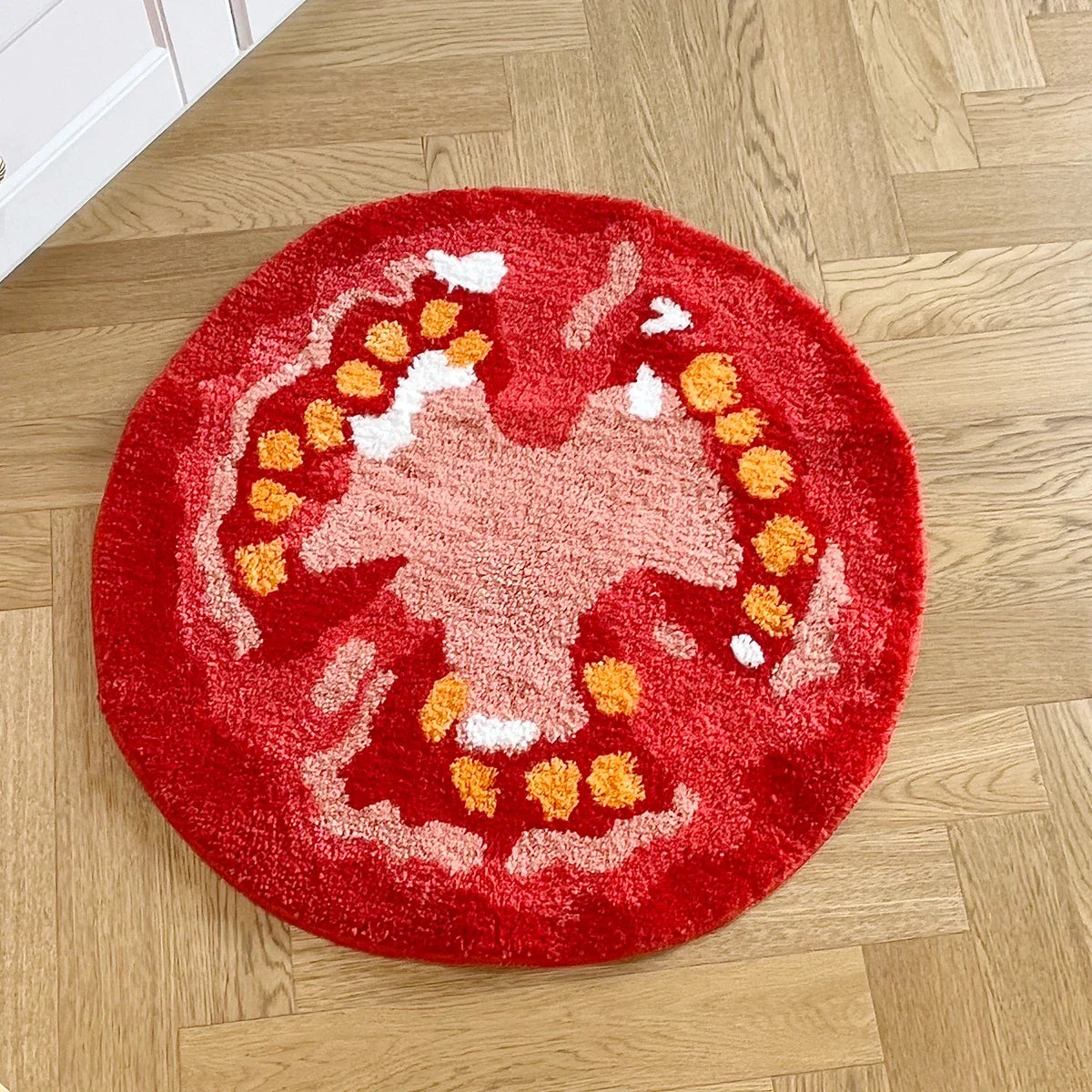 RUTOMA – Runder Teppich mit Tomaten-Design