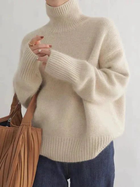 Regine – Kaschmir Pullover Damen – Grau, Klassischer Rollkragen für Eleganz und Komfort