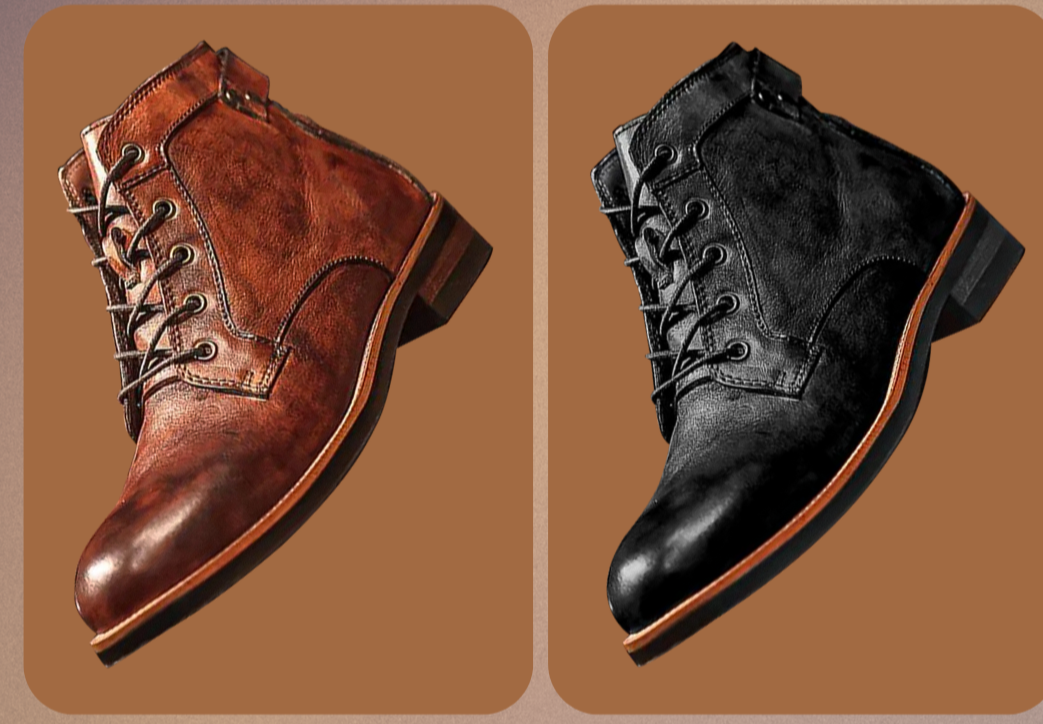 Retro Leder Stiefel für Herren – Handgefertigt & Komfortabel