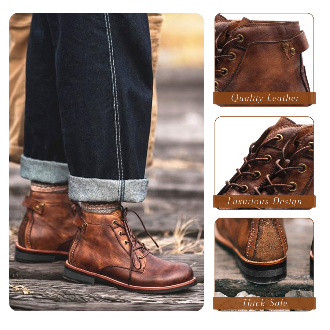Retro Leder Stiefel für Herren – Handgefertigt & Komfortabel
