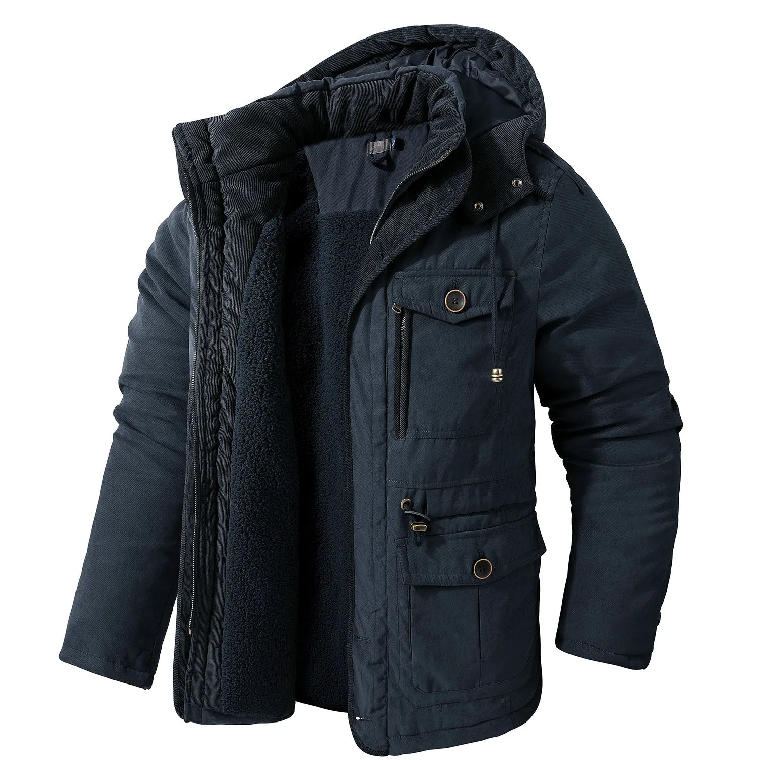 Robuste Winterjacke mit mehreren Taschen für Herren – Warm & Funktional