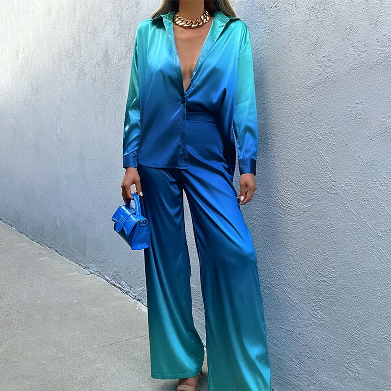 Satin Dégradé Set für Damen – Elegantes & Vielseitiges Outfit