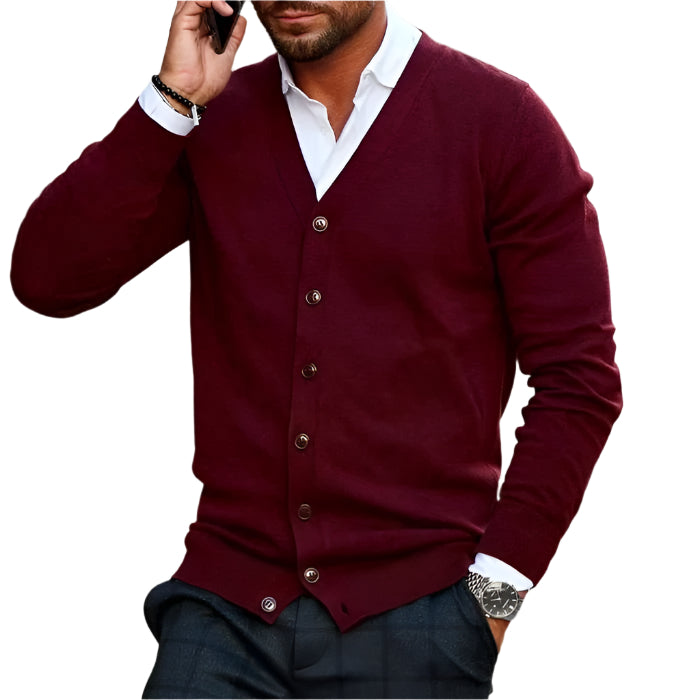 Schwarzer Baumwoll-Cardigan – Herren Strickjacke – Lässig & Vielseitig 0