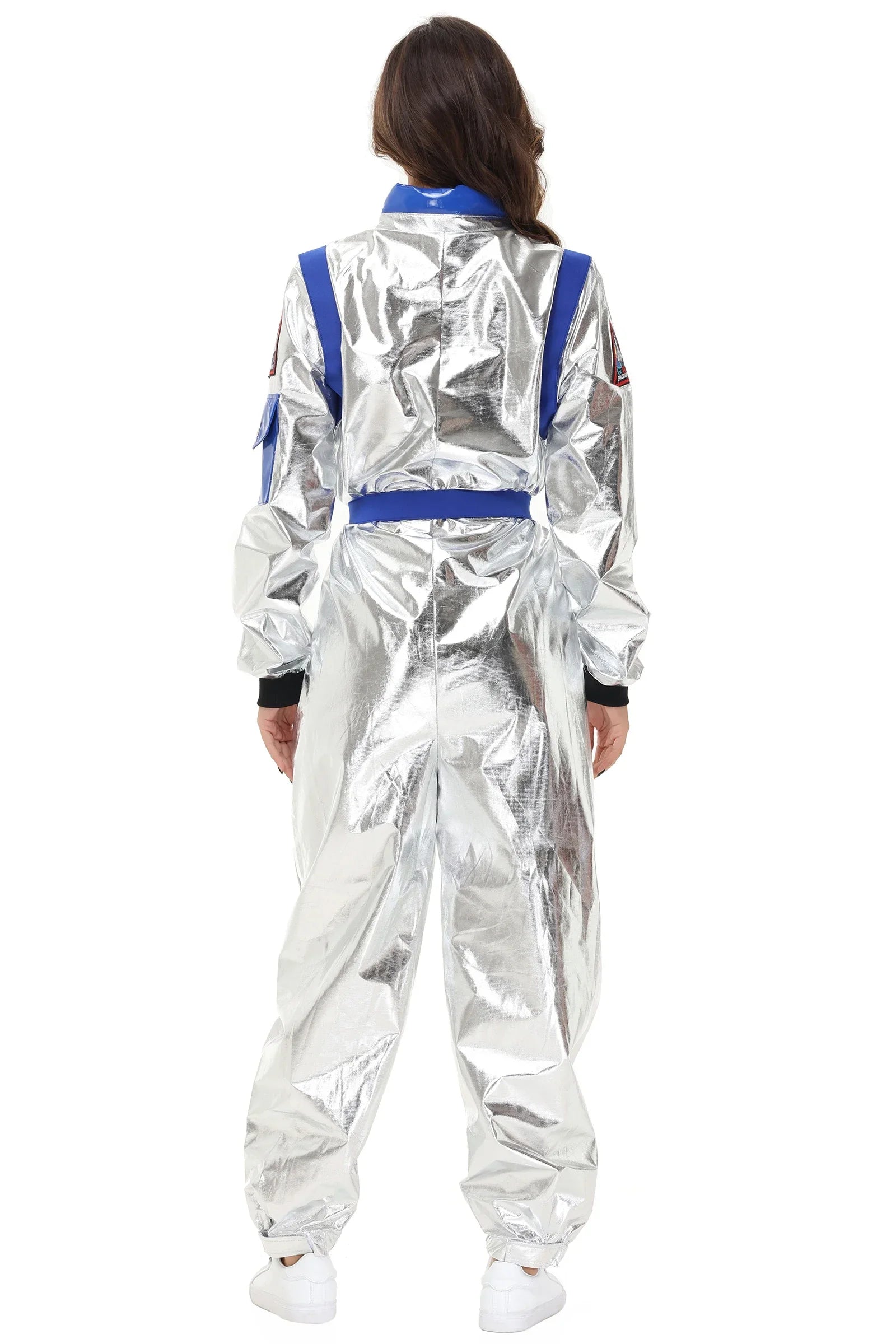 Silbernes Astronauten-Kostüm – Futuristischer Einteiler – Ideal für Halloween und Mottopartys 4