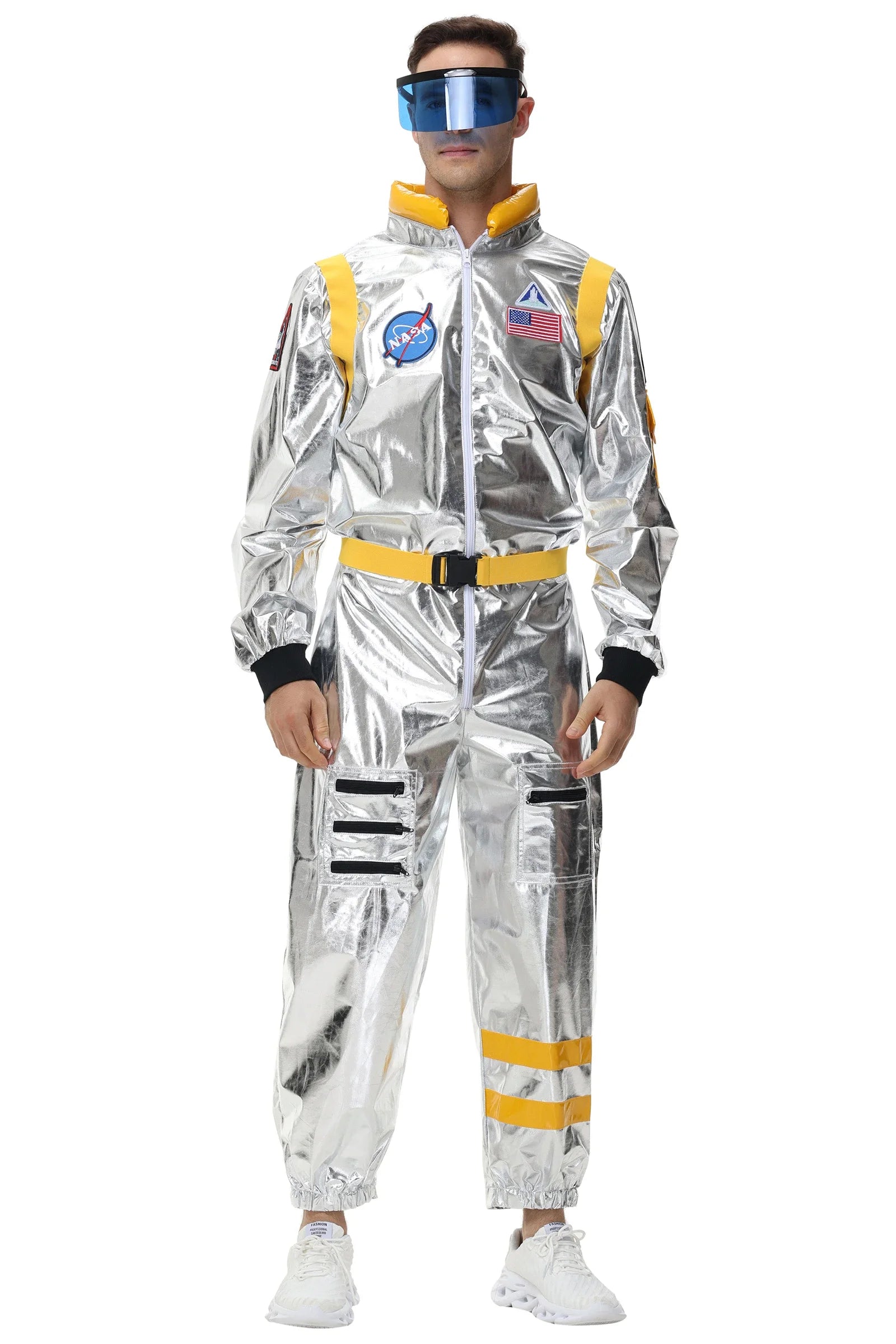 Silbernes Astronauten-Kostüm – Futuristischer Einteiler – Ideal für Halloween und Mottopartys 6