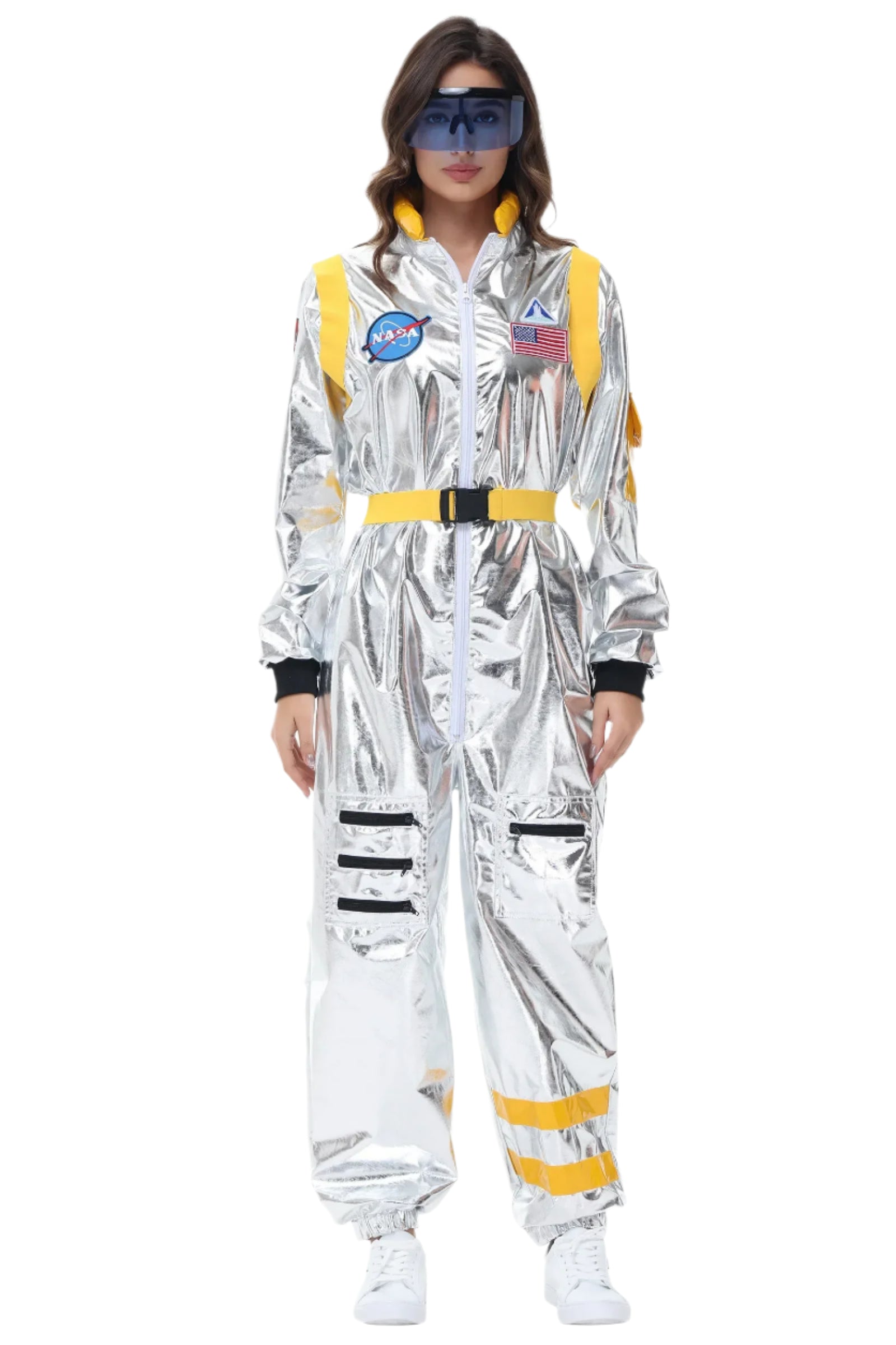 Silbernes Astronauten-Kostüm – Futuristischer Einteiler – Ideal für Halloween und Mottopartys 10