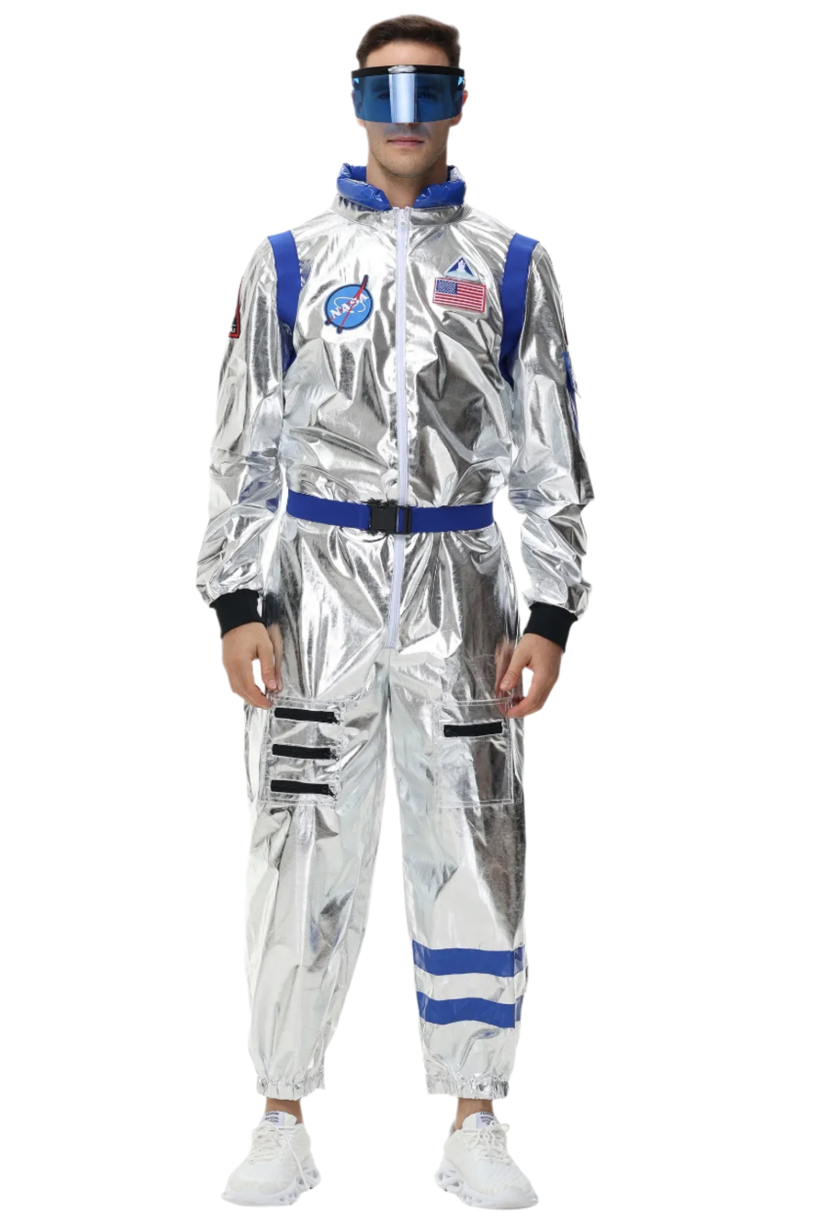 Silbernes Astronauten-Kostüm – Futuristischer Einteiler – Ideal für Halloween und Mottopartys 11