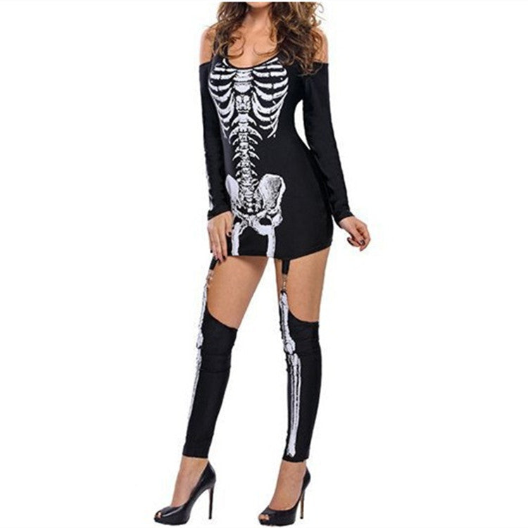 Skelett-Druck – Langarm Halloween Kostüm Damen – Auffällig & Bequem 4