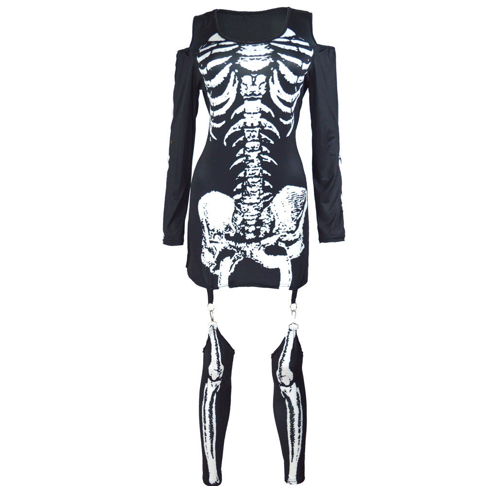 Skelett-Druck – Langarm Halloween Kostüm Damen – Auffällig & Bequem 5
