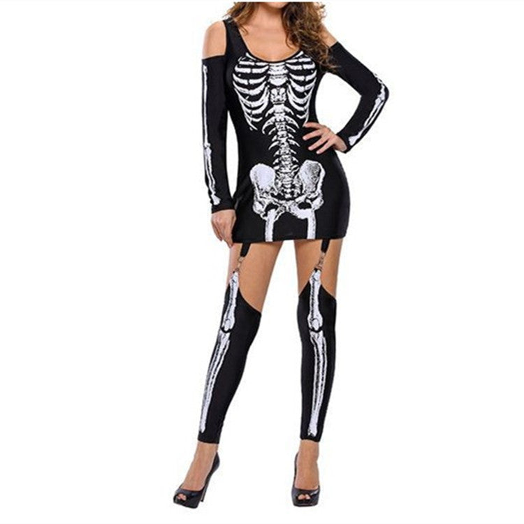 Skelett-Druck – Langarm Halloween Kostüm Damen – Auffällig & Bequem 3