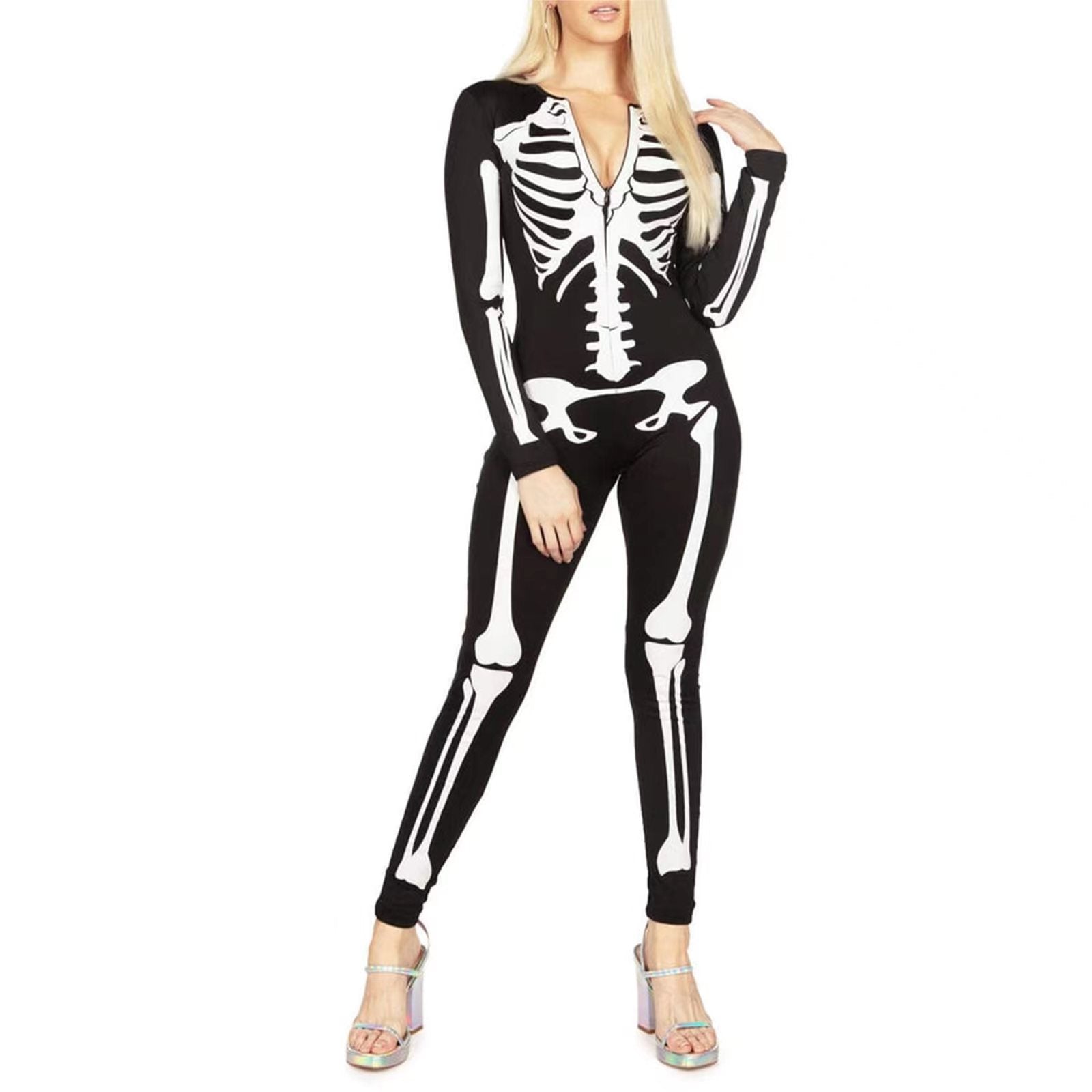 Skelett Kostüm – Gruseliges Halloween Kostüm – Auffälliger Allover-Druck 1
