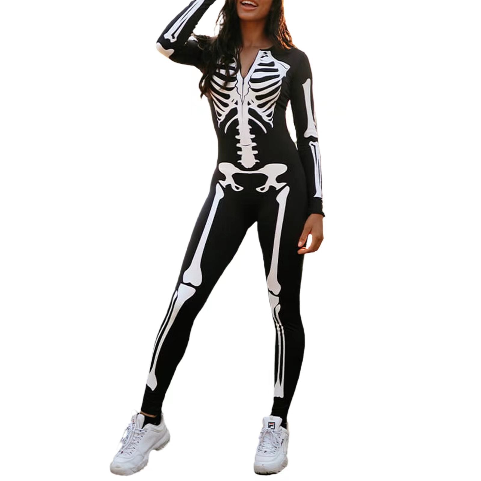 Skelett Kostüm – Gruseliges Halloween Kostüm – Auffälliger Allover-Druck 3