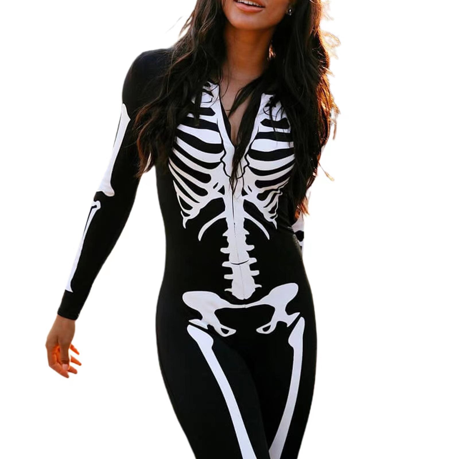 Skelett Kostüm – Gruseliges Halloween Kostüm – Auffälliger Allover-Druck 4