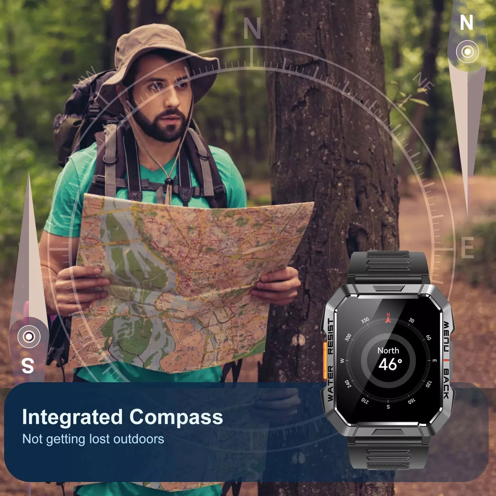 Smartwatch – Robuste Bauweise & Navigation – Ideal für Outdoor-Abenteuer