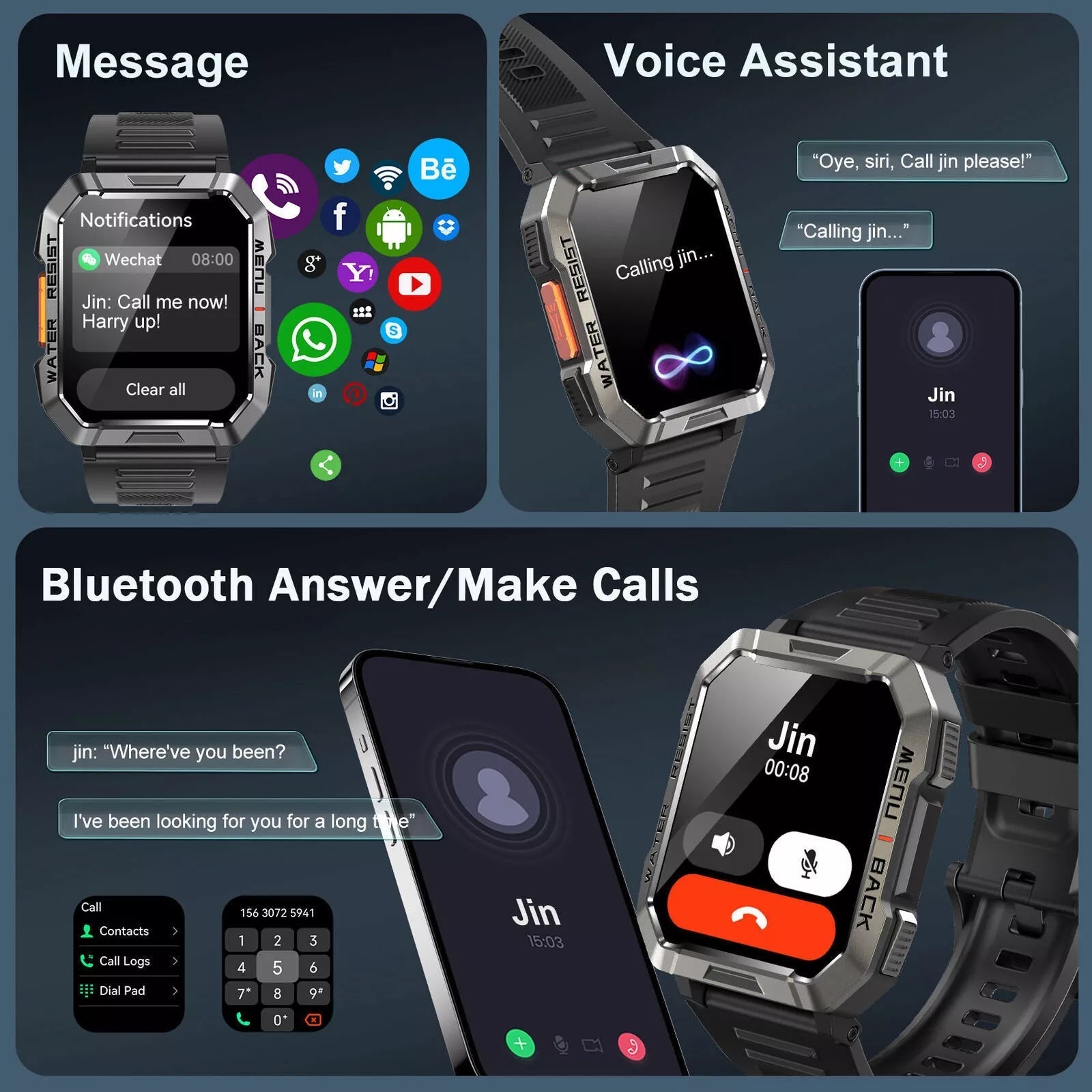 Smartwatch – Robuste Bauweise & Navigation – Ideal für Outdoor-Abenteuer