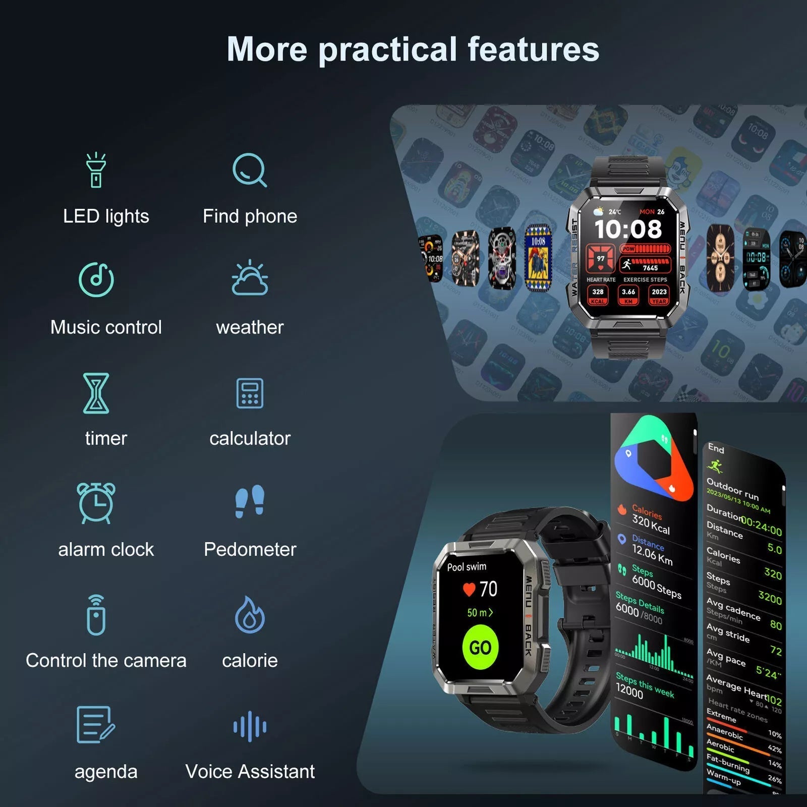 Smartwatch – Robuste Bauweise & Navigation – Ideal für Outdoor-Abenteuer