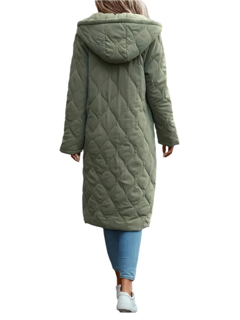 Steppmantel Damen Lang mit Kapuze – Warm & Bequem für Winter