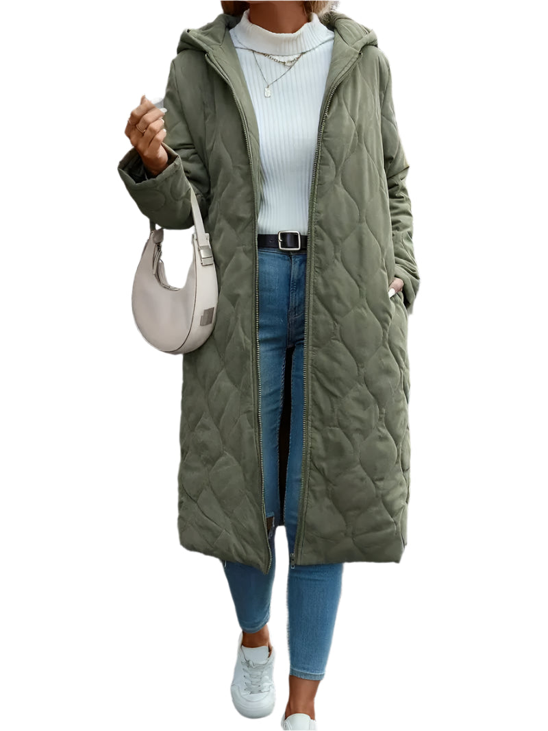 Steppmantel Damen Lang mit Kapuze – Warm & Bequem für Winter