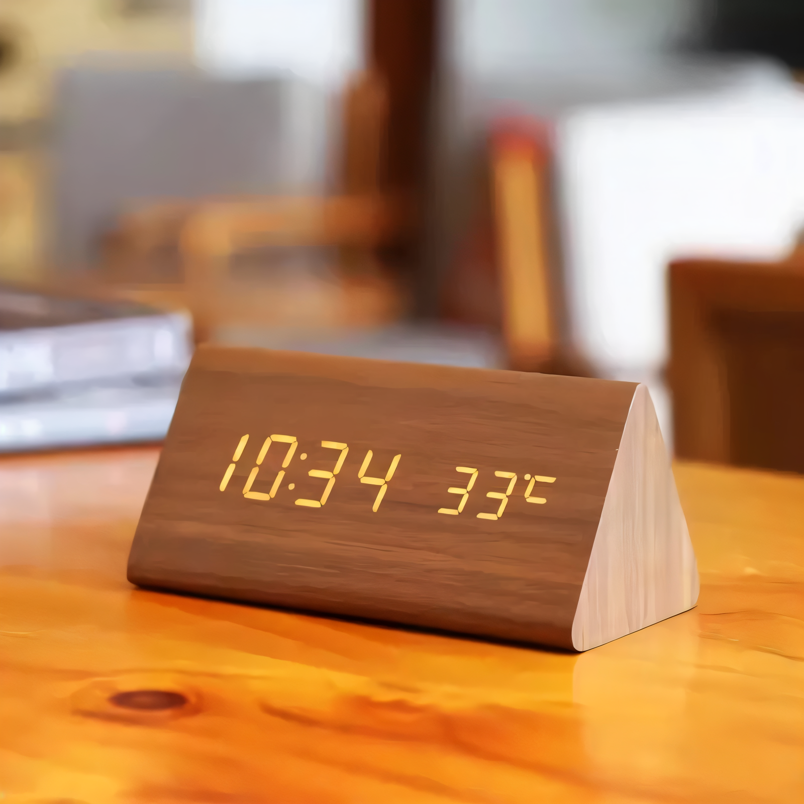 Timevo – Digitaler Holz-Wecker mit LED-Anzeige, Temperatur & Luftfeuchtigkeit