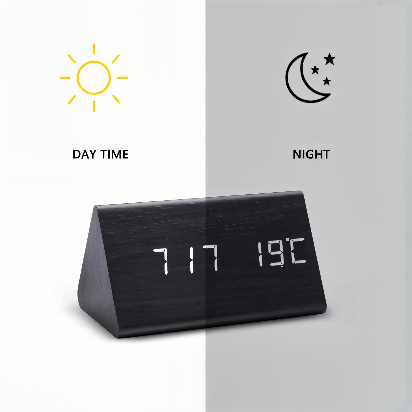 Timevo – Digitaler Holz-Wecker mit LED-Anzeige, Temperatur & Luftfeuchtigkeit