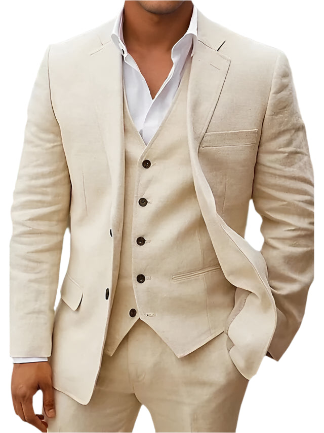 Tomy – Dreiteiliges Leinen-Set – Eleganter Blazer, Weste & Hose 1