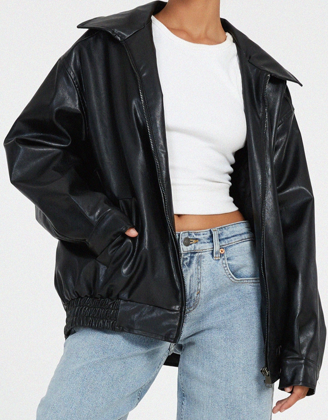 Trendige Lose Lederjacke für Damen – Stilvoll und Vielseitig im Bitter Schokolade 6