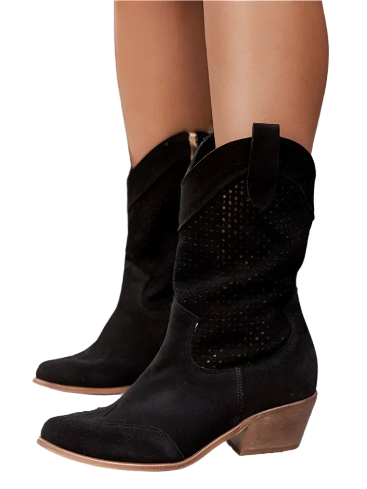 Trendy Cowboy-Stiefel – Atmungsaktive Westernstiefel mit Reißverschluss für Damen