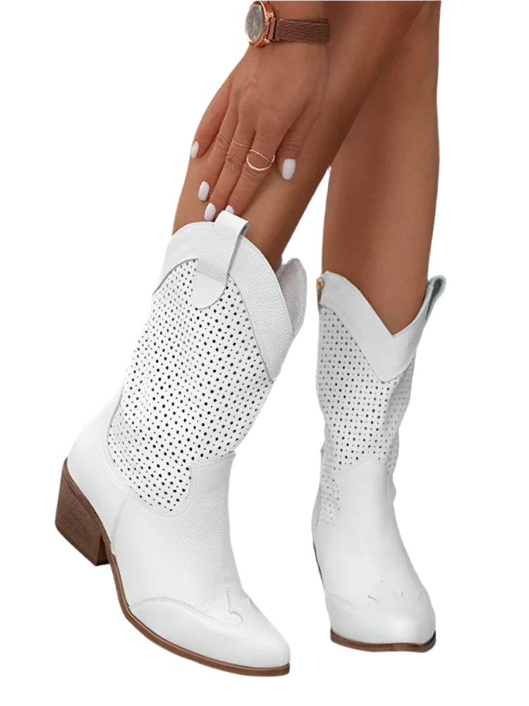 Trendy Cowboy-Stiefel – Atmungsaktive Westernstiefel mit Reißverschluss für Damen