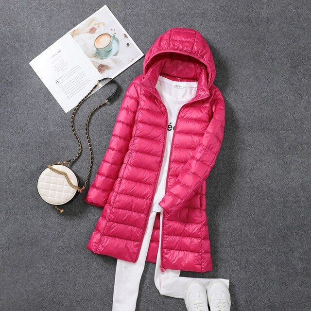 Ultraleichter Langer Mantel für Damen – Warm & Praktisch für den Winter