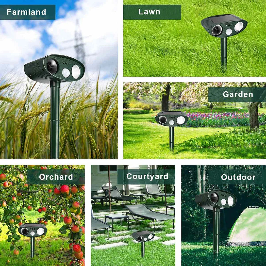 Ultraschall Tiervertreiber – Solarbetrieben & Wetterfest – Effektiver Schutz für Garten und Rasen