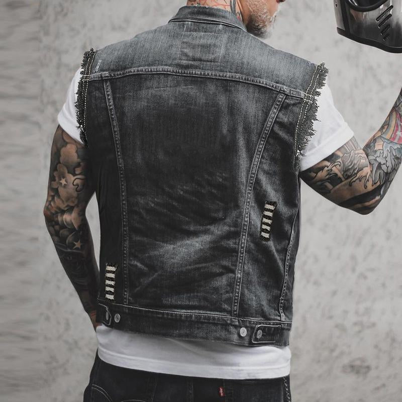 Vintage Denim Weste Herren – Stylisch & Vielseitig – Einzigartiges Kragendesign 2
