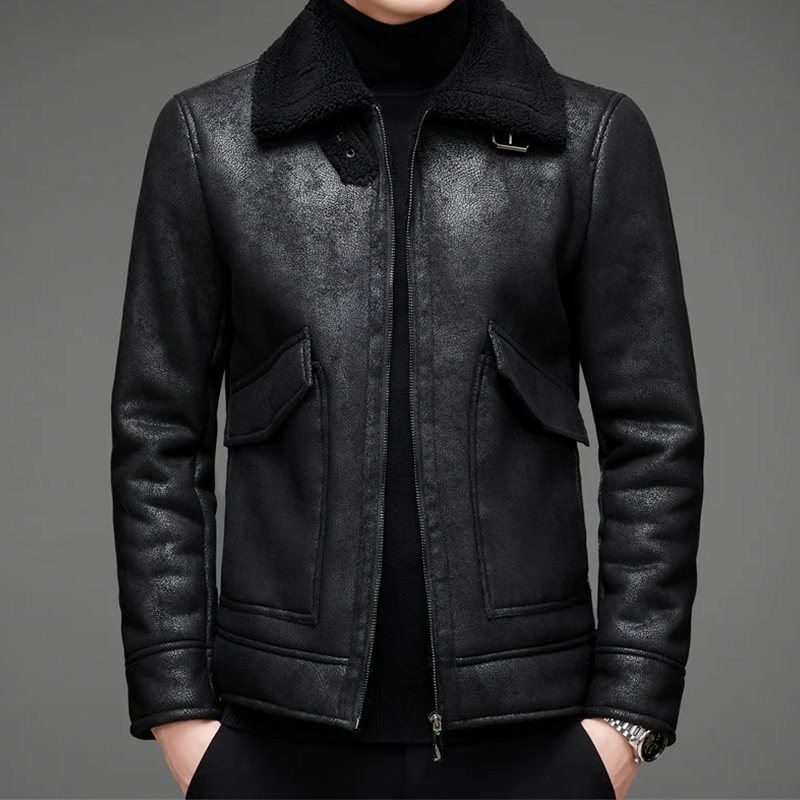 Vintage Herren Lederjacke – Hochwertiges Echtleder – Zeitloses Design in Schwarz