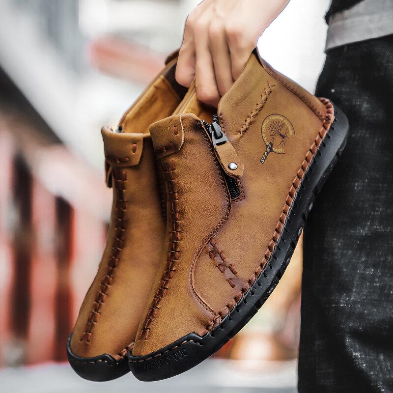 Vintage handgenähte Lederstiefeletten für Herren – stilvoll und langlebig