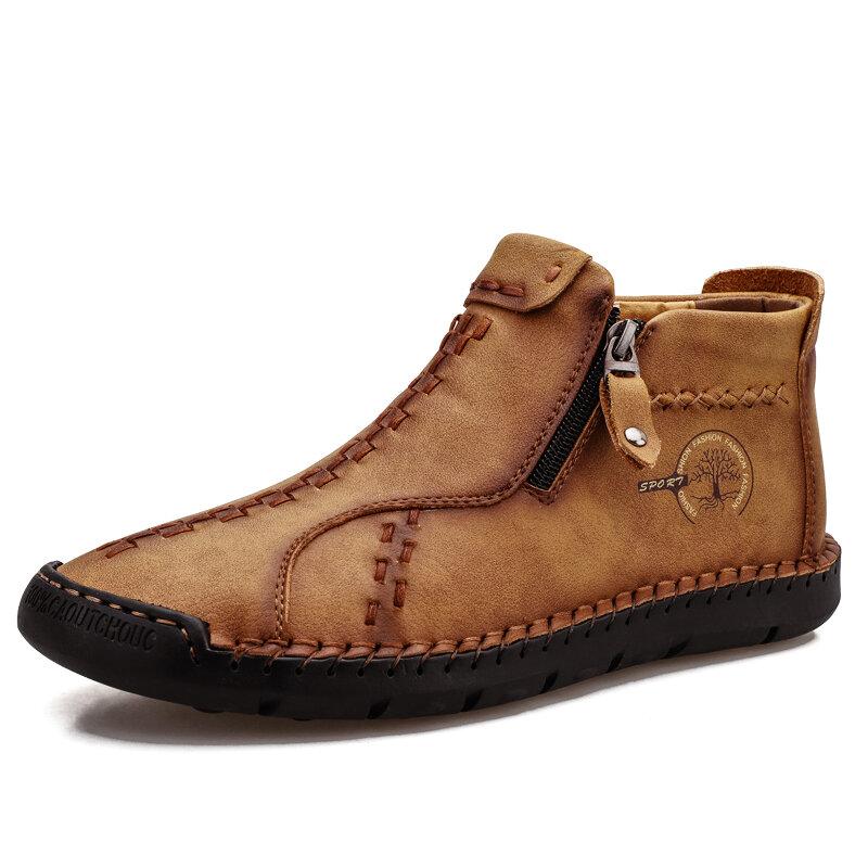 Vintage handgenähte Lederstiefeletten für Herren – stilvoll und langlebig
