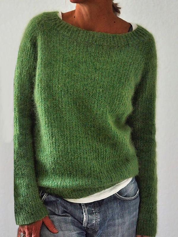 Weicher Strickpullover für Damen – Elegantes Design in sattem Grün 0