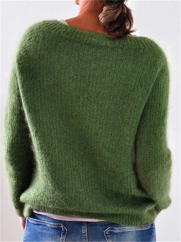 Weicher Strickpullover für Damen – Elegantes Design in sattem Grün 1