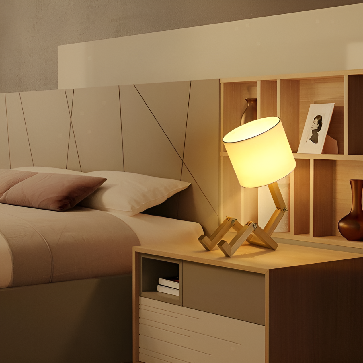 Woodlo – Flexible LED-Roboterlampe aus Massivholz
